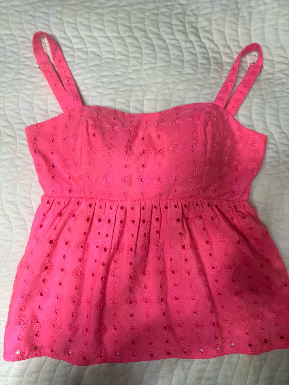 Lilly Pulitzer Bright Pink Eyelet Sundress Tank